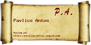 Pavlics Antos névjegykártya